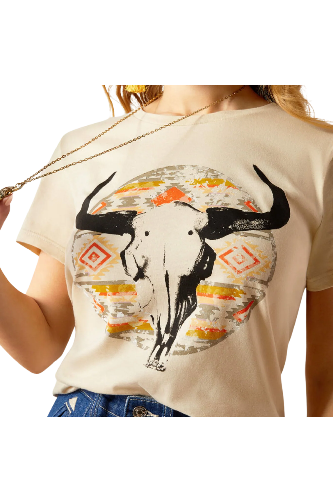Ariat Longhorn Watercolor S/S Tshirt - Image 3