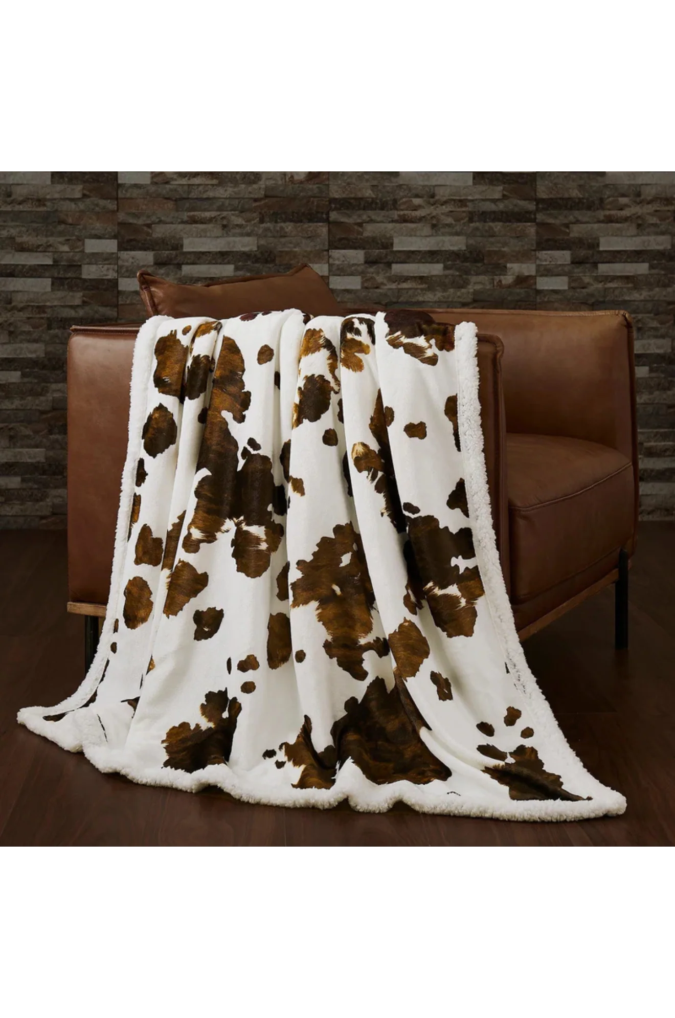 Elsa Cowhide Campfire Sherpa Throw - Image 5